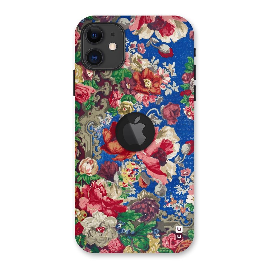 Block Printed Flowers Back Case for iPhone 11 Logo Cut