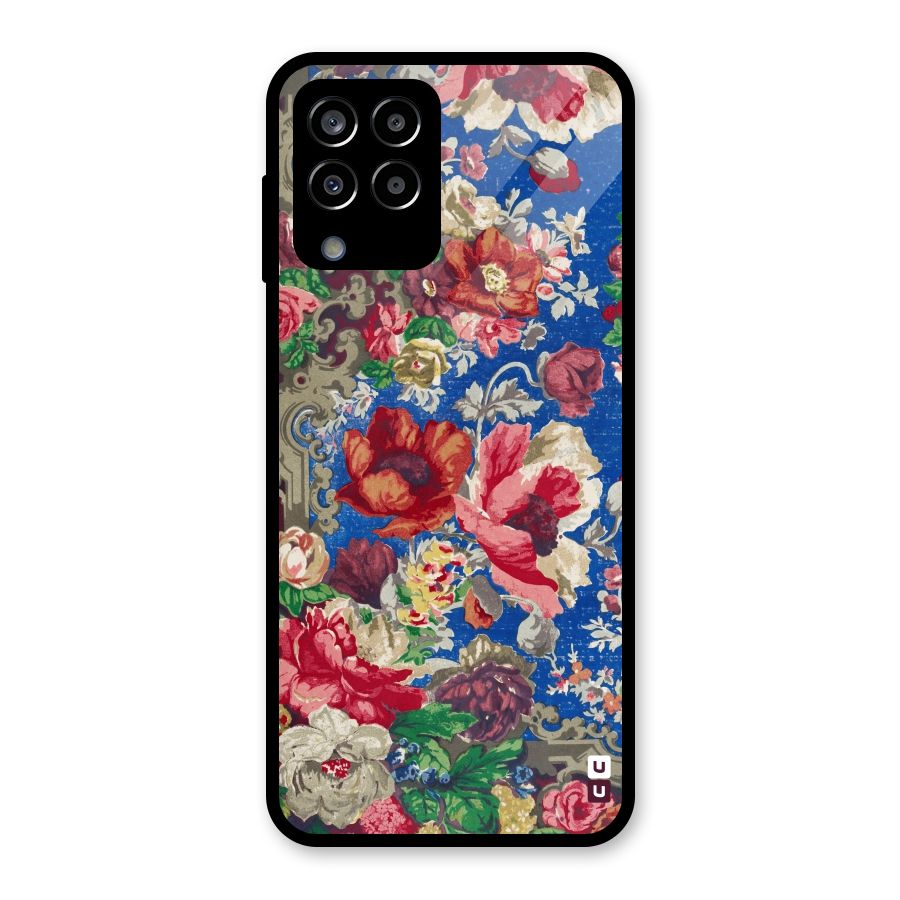 Block Printed Flowers Glass Back Case for Galaxy M33