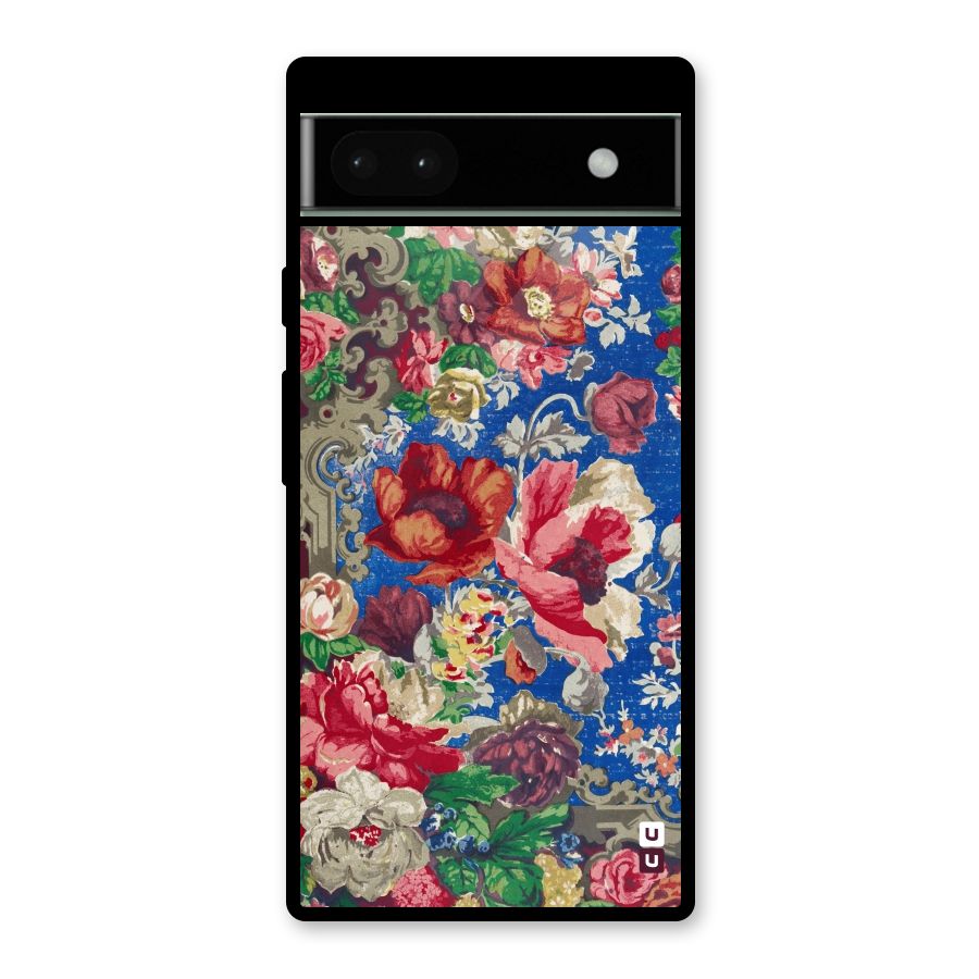 Block Printed Flowers Glass Back Case for Google Pixel 6a