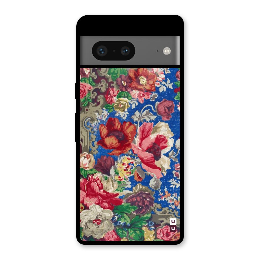 Block Printed Flowers Glass Back Case for Google Pixel 7