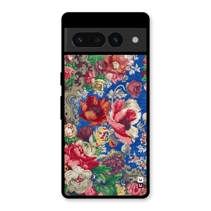 Block Printed Flowers Glass Back Case for Google Pixel 7 Pro