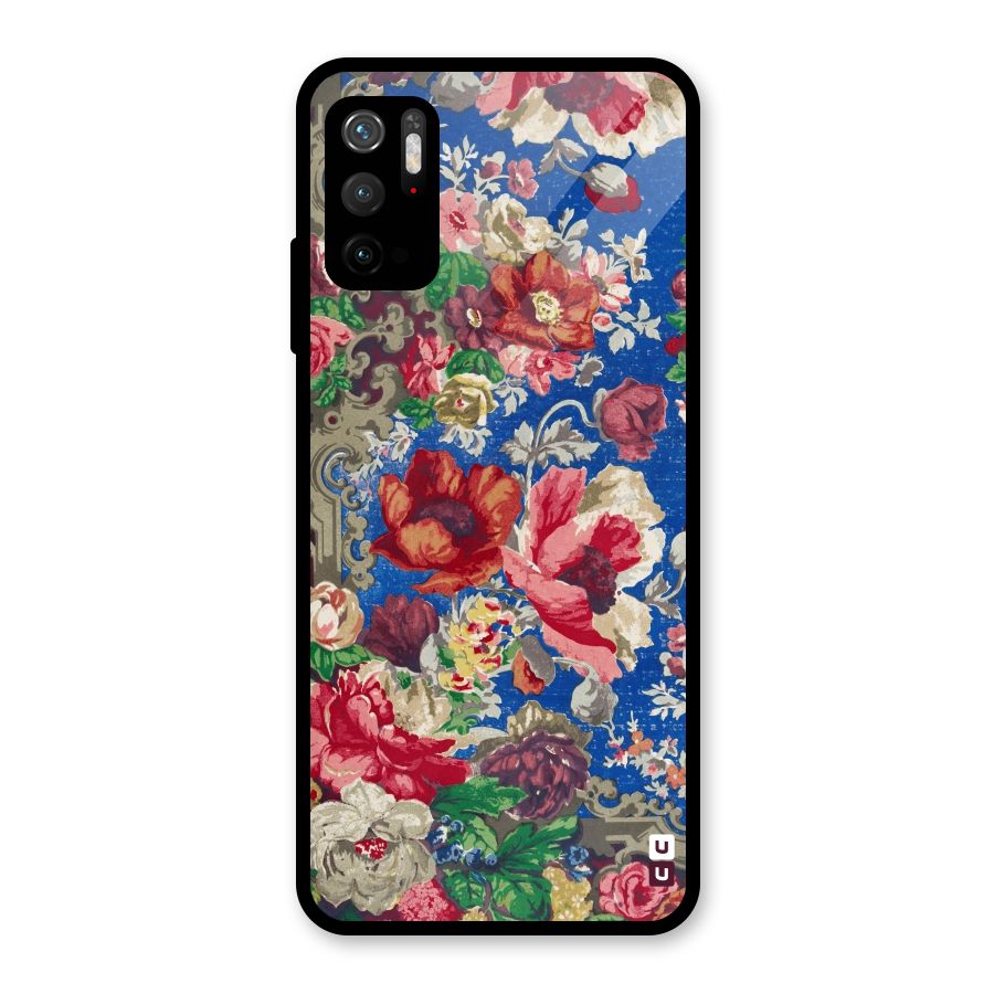 Block Printed Flowers Glass Back Case for Poco M3 Pro 5G