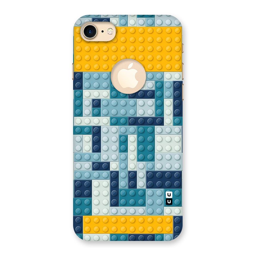 Blocks Blues Back Case for iPhone 8 Logo Cut
