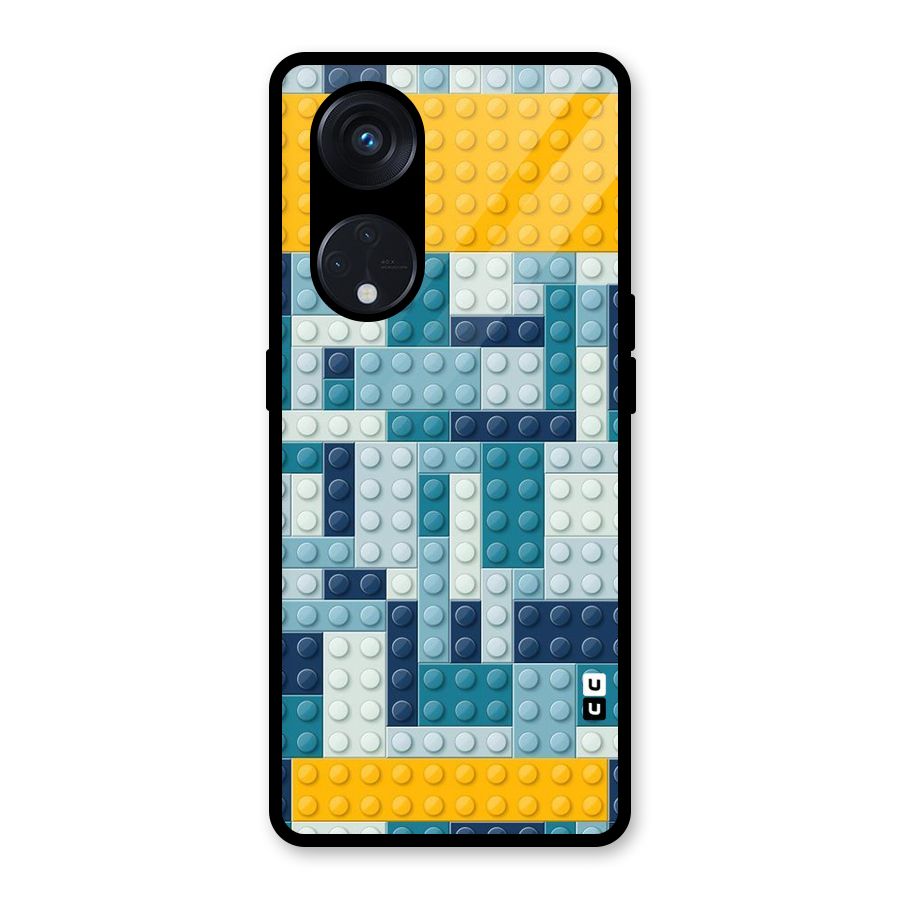 Blocks Blues Glass Back Case for Reno8 T 5G