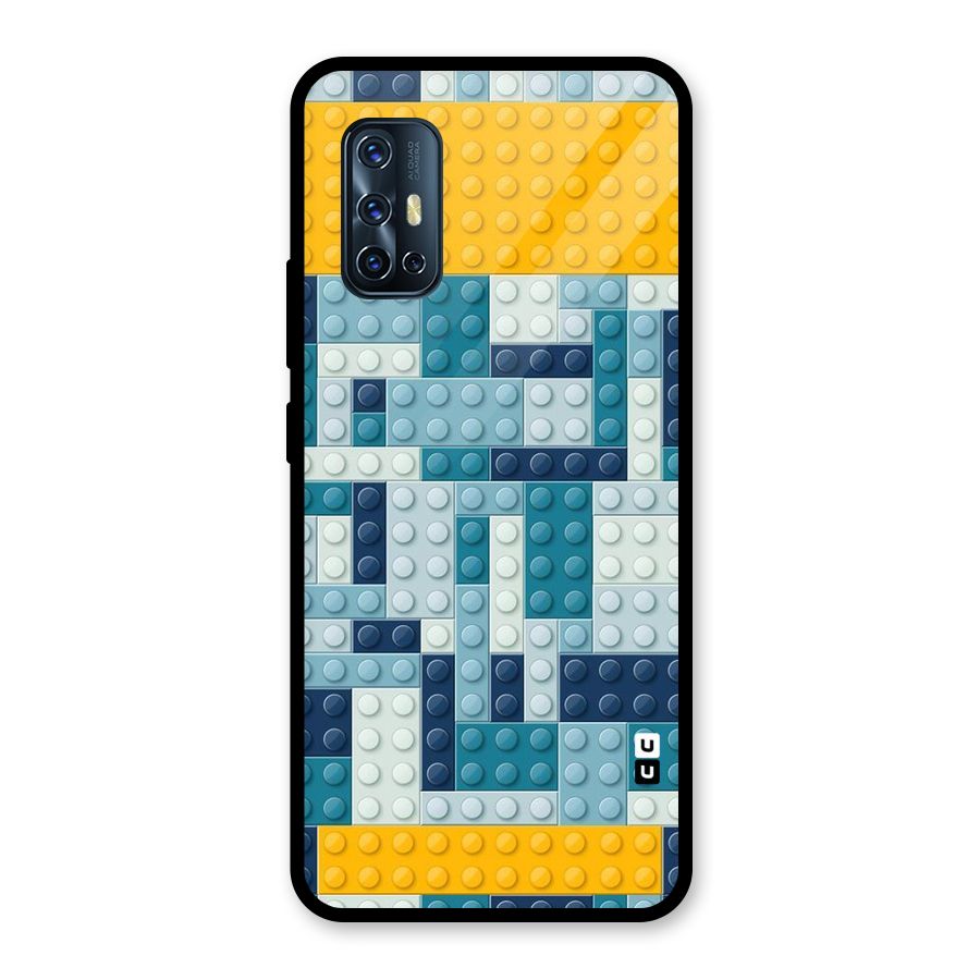 Blocks Blues Glass Back Case for Vivo V17