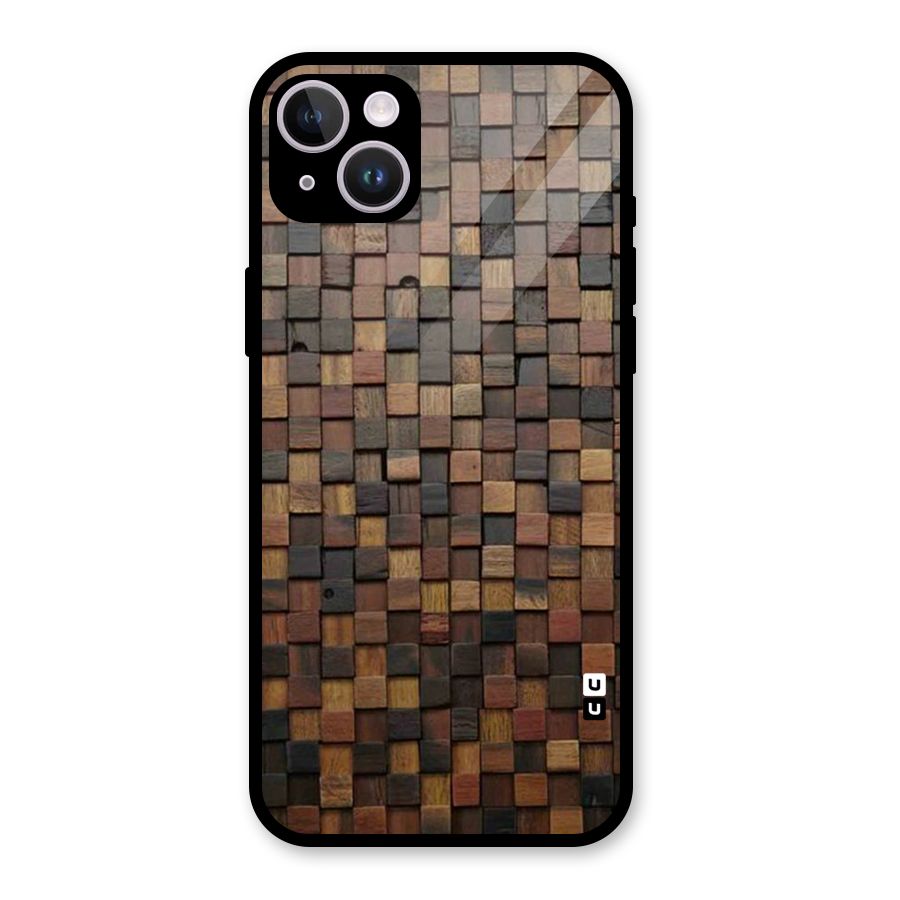 Blocks Of Wood Glass Back Case for iPhone 14 Plus