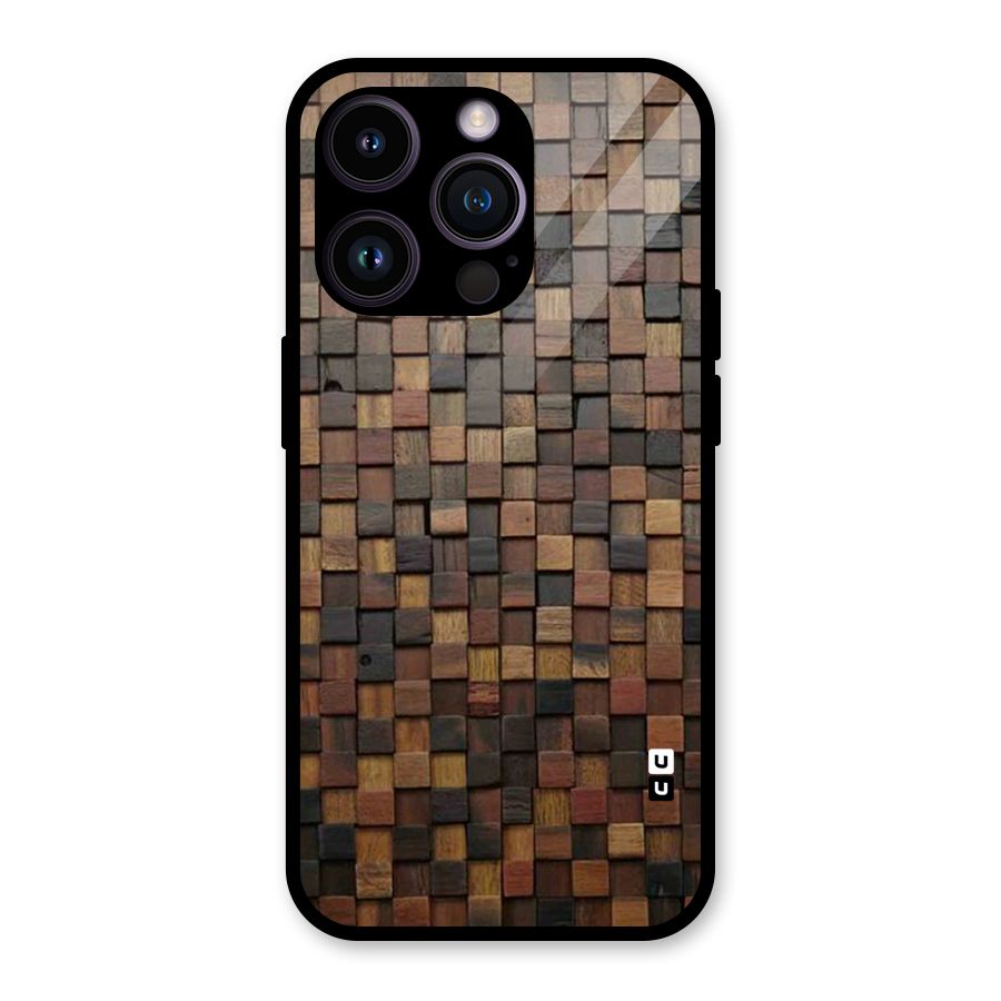 Blocks Of Wood Glass Back Case for iPhone 14 Pro