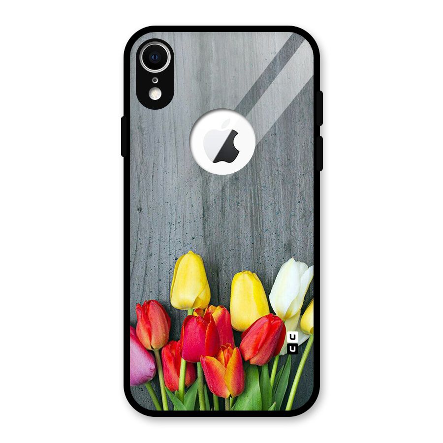 Bloom Grey Glass Back Case for iPhone XR Logo Cut