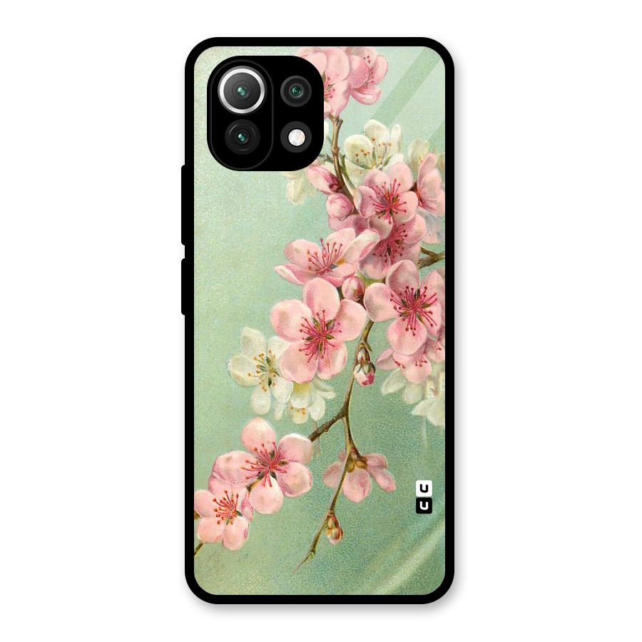 Blossom Cherry Design Glass Back Case for Mi 11 Lite
