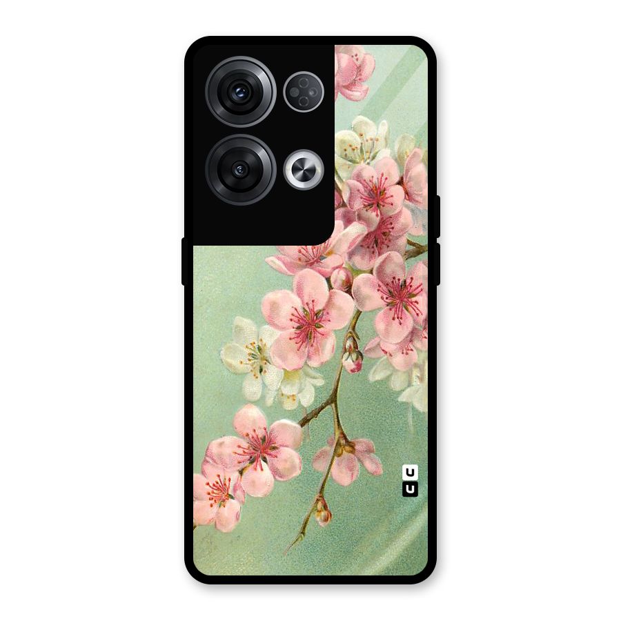 Blossom Cherry Design Glass Back Case for Oppo Reno8 Pro 5G