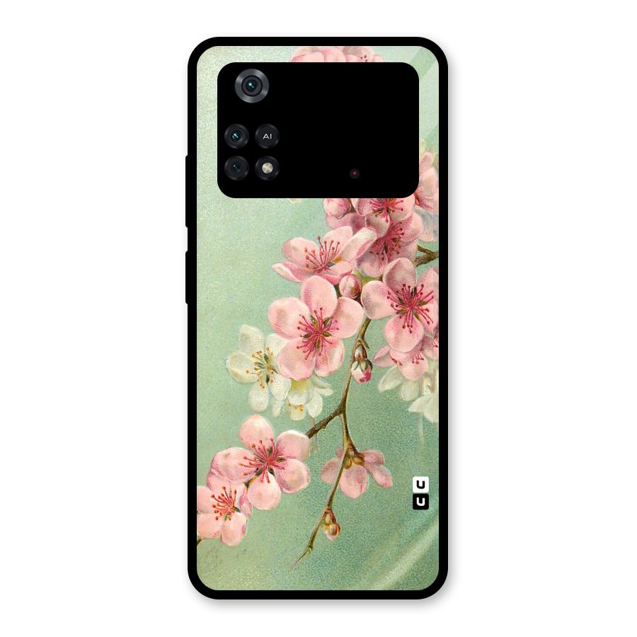 Blossom Cherry Design Glass Back Case for Poco M4 Pro 4G