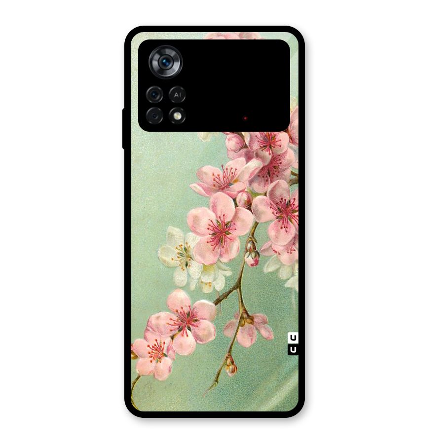 Blossom Cherry Design Glass Back Case for Poco X4 Pro 5G