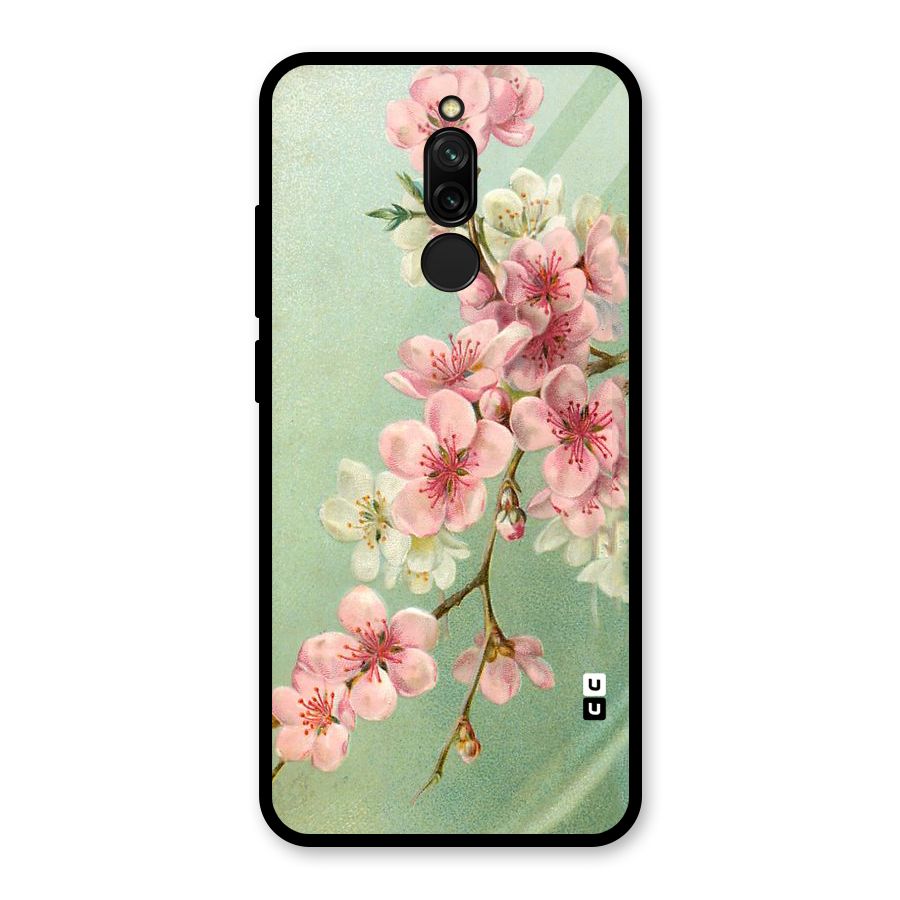 Blossom Cherry Design Glass Back Case for Redmi 8