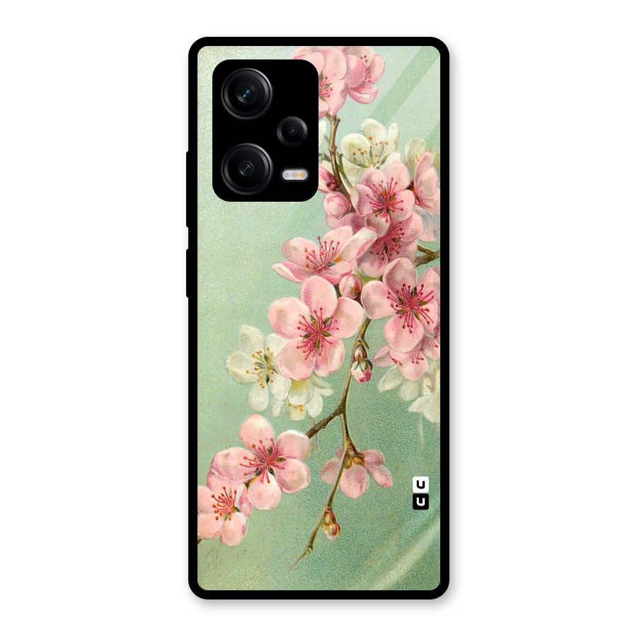 Blossom Cherry Design Glass Back Case for Redmi Note 12 Pro
