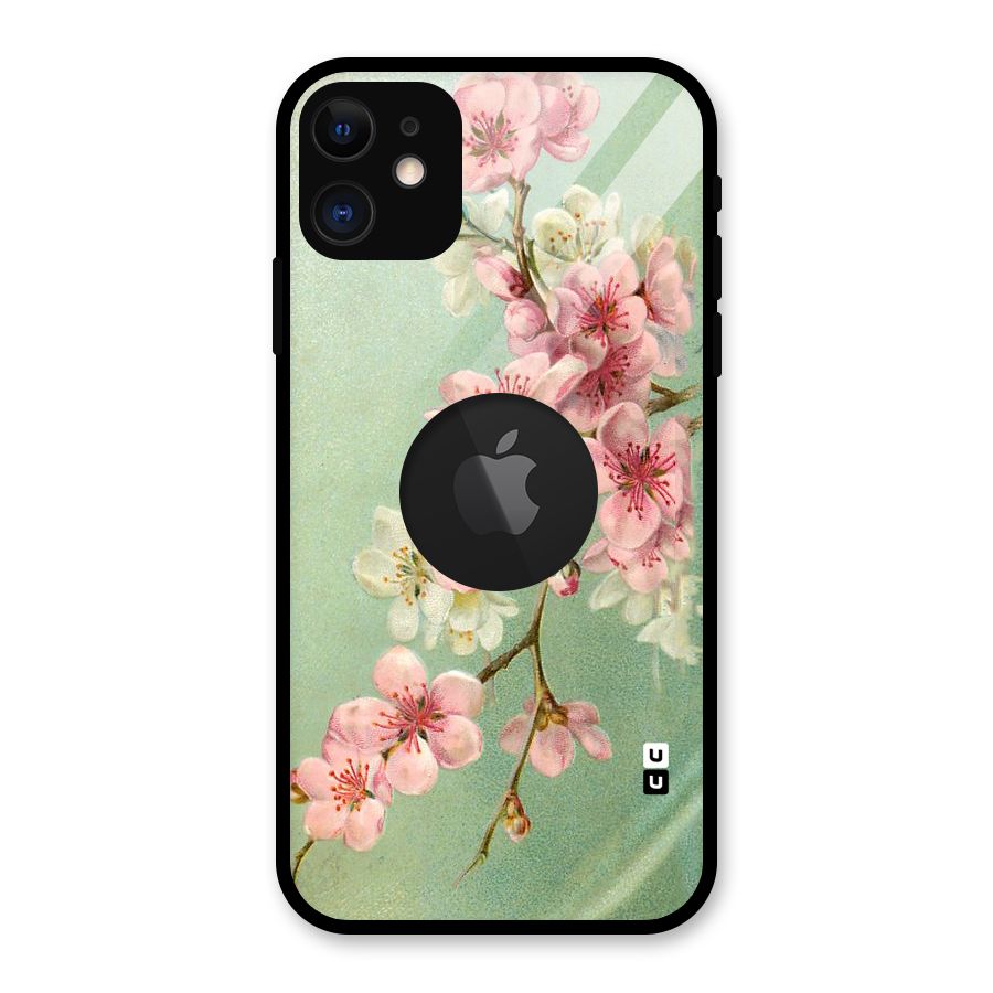 Blossom Cherry Design Glass Back Case for iPhone 11 Logo Cut