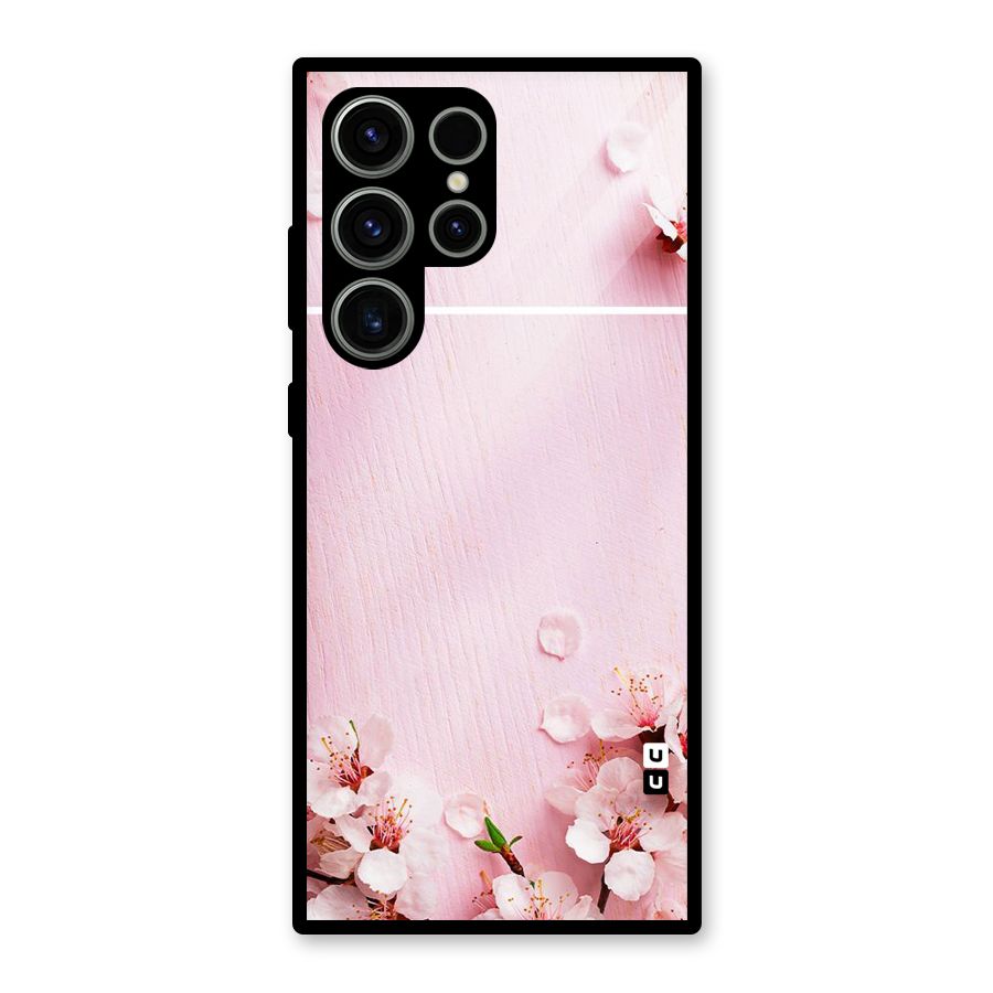 Blossom Frame Pink Glass Back Case for Galaxy S23 Ultra