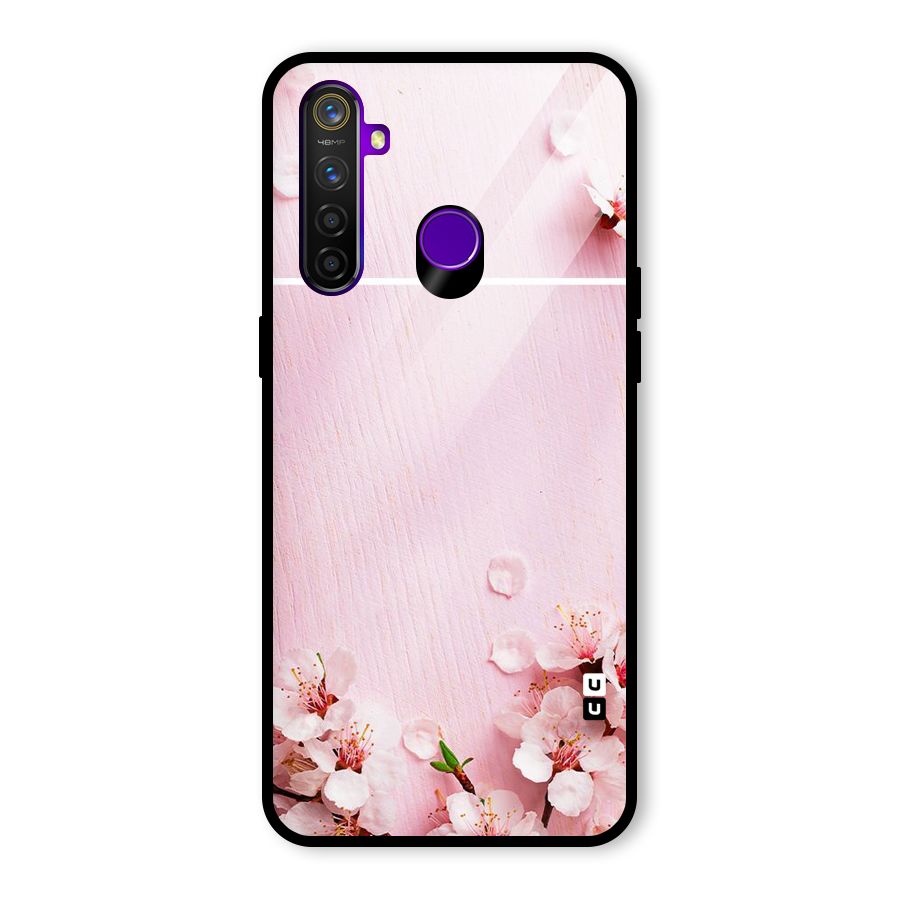 Blossom Frame Pink Glass Back Case for Realme 5 Pro