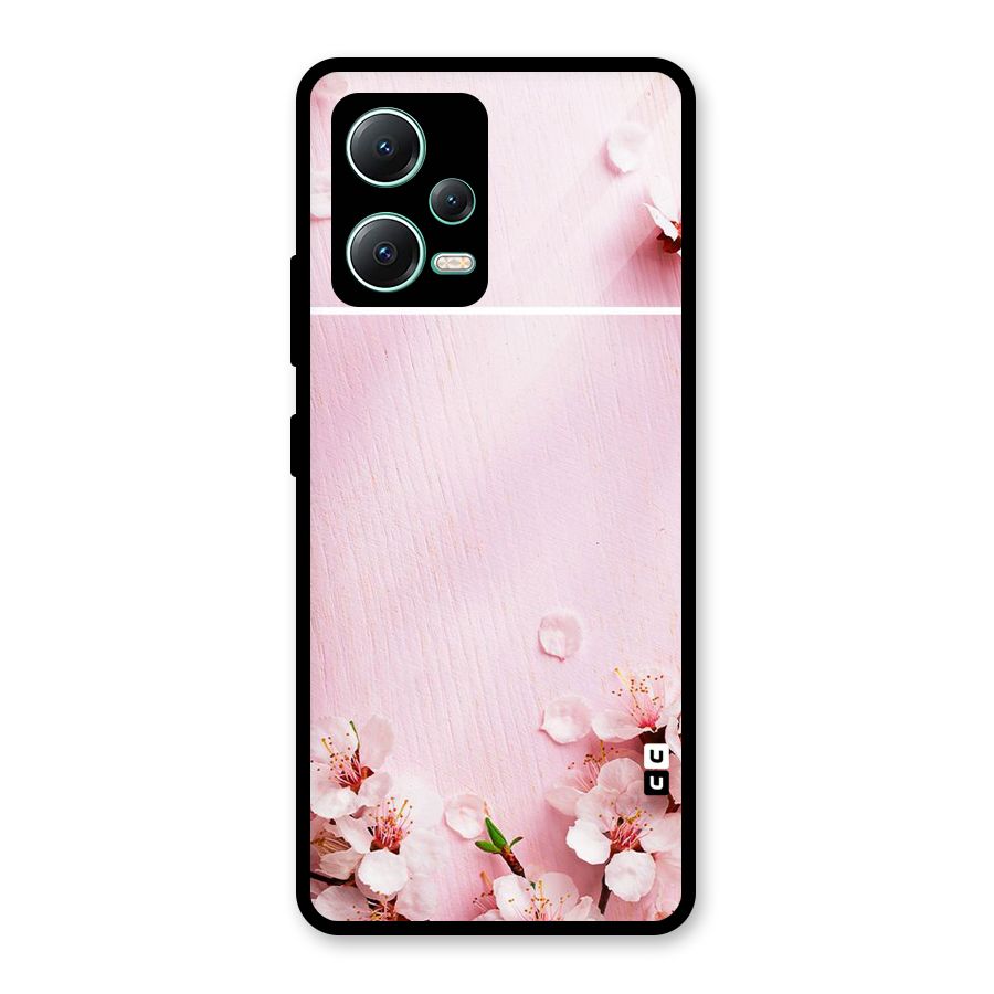 Blossom Frame Pink Glass Back Case for Redmi Note 12 5G