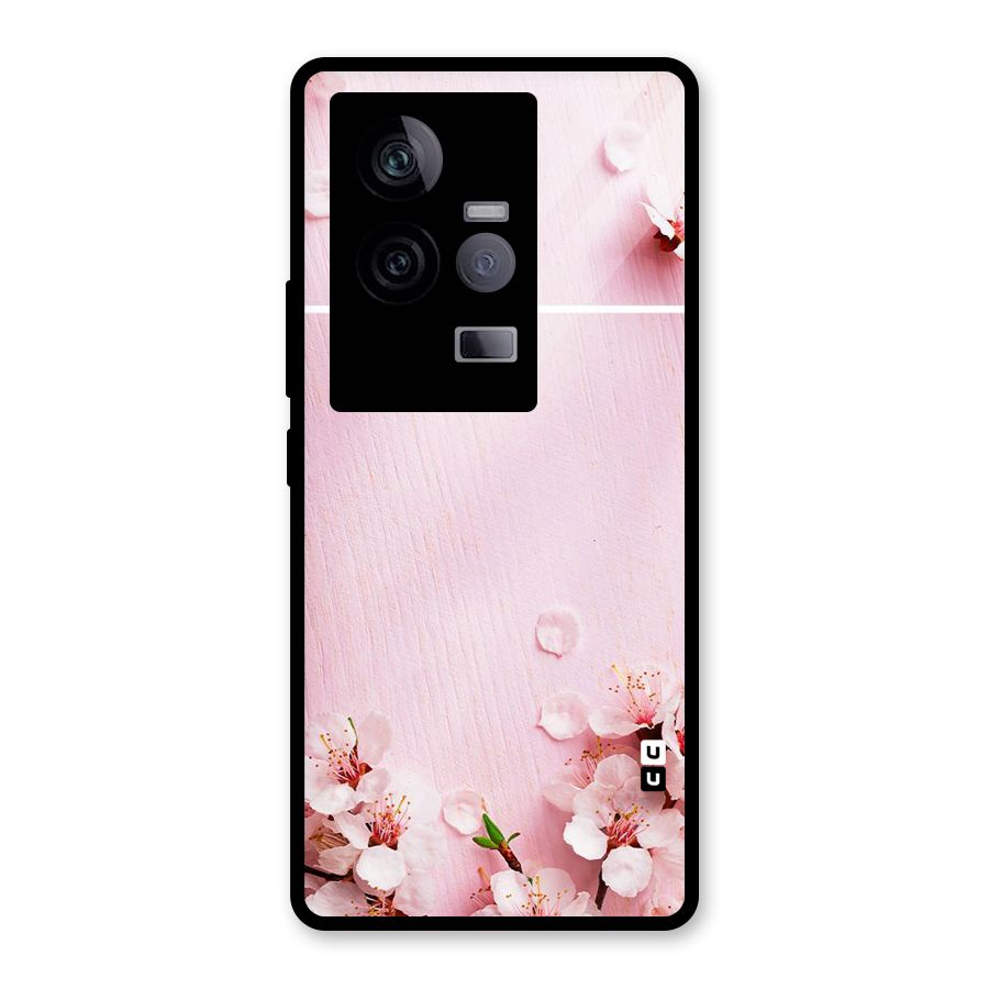 Blossom Frame Pink Glass Back Case for Vivo iQOO 11 5G