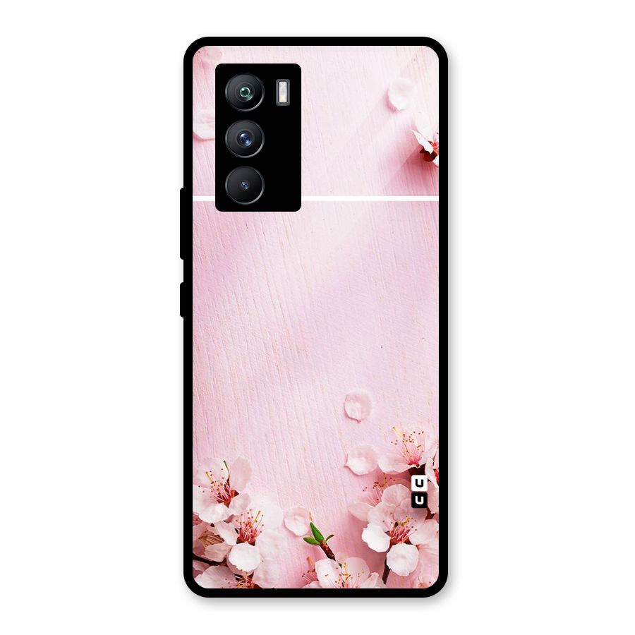 Blossom Frame Pink Glass Back Case for Vivo iQOO 9 SE