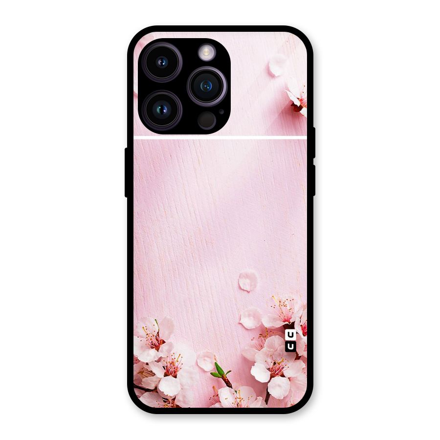 Blossom Frame Pink Glass Back Case for iPhone 14 Pro Max