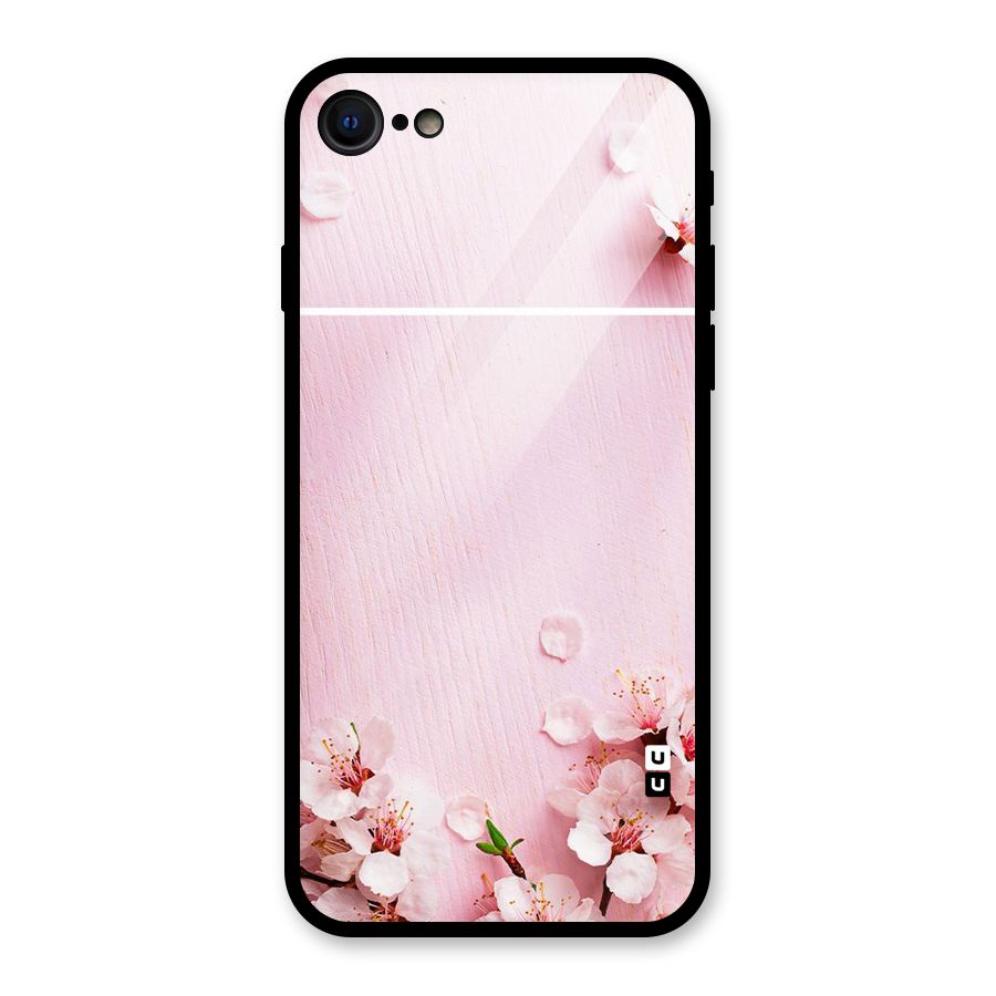 Blossom Frame Pink Glass Back Case for iPhone SE 2022