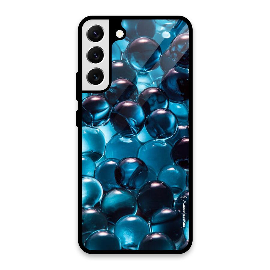 Blue Abstract Balls Glass Back Case for Galaxy S22 Plus 5G