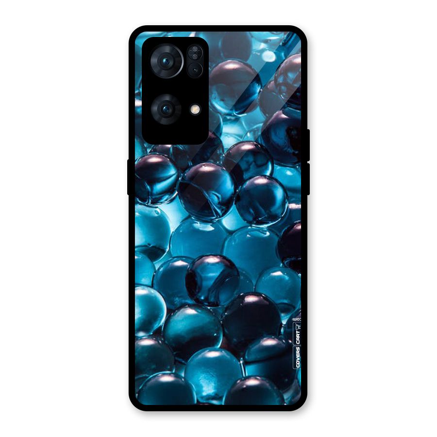 Blue Abstract Balls Glass Back Case for Oppo Reno7 Pro 5G