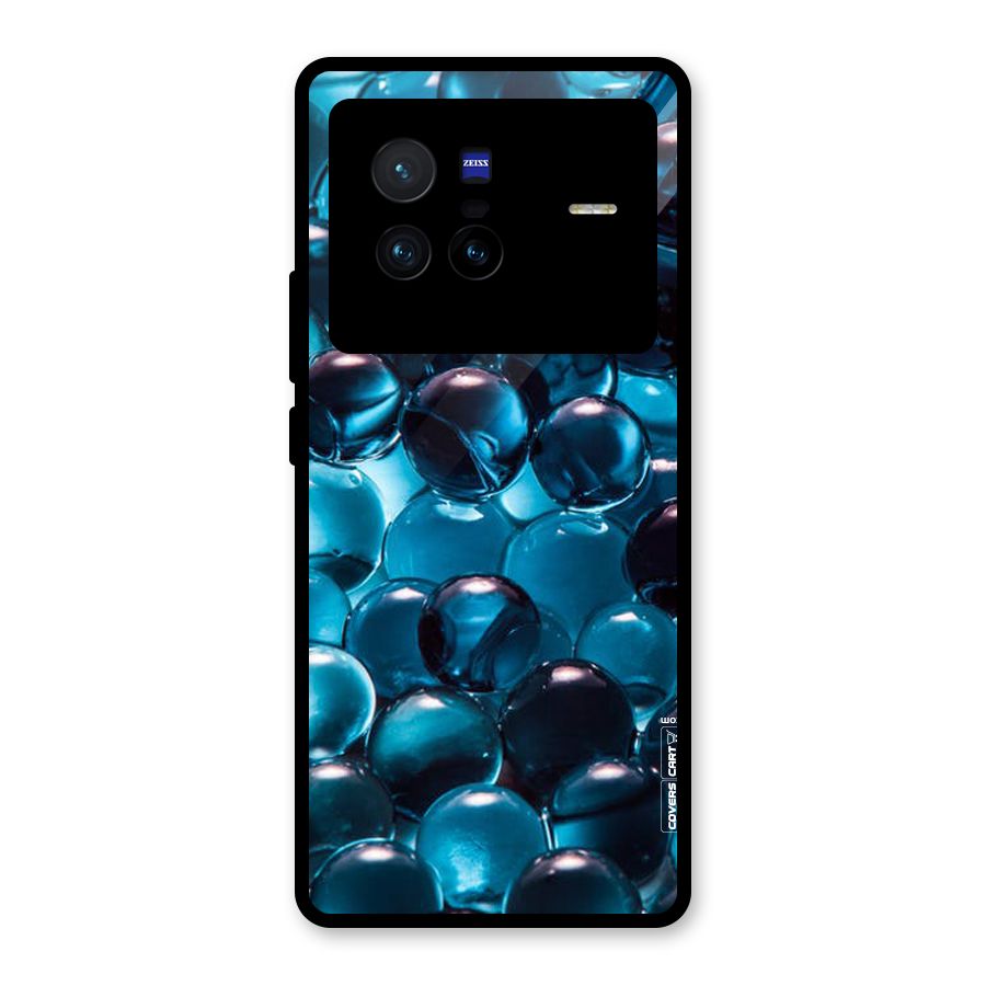 Blue Abstract Balls Glass Back Case for Vivo X80