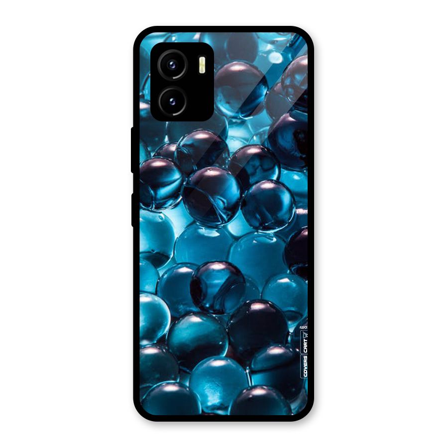 Blue Abstract Balls Glass Back Case for Vivo Y15s