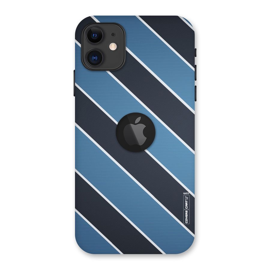 Blue Black Stripes Back Case for iPhone 11 Logo Cut