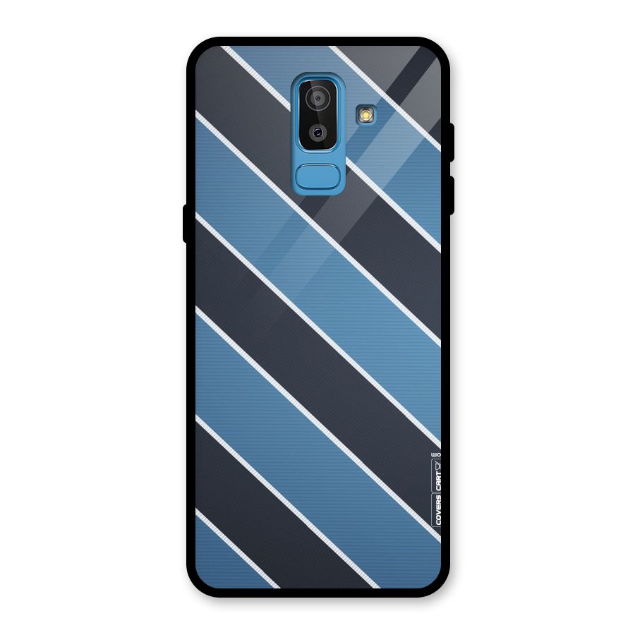 Blue Black Stripes Glass Back Case for Galaxy J8
