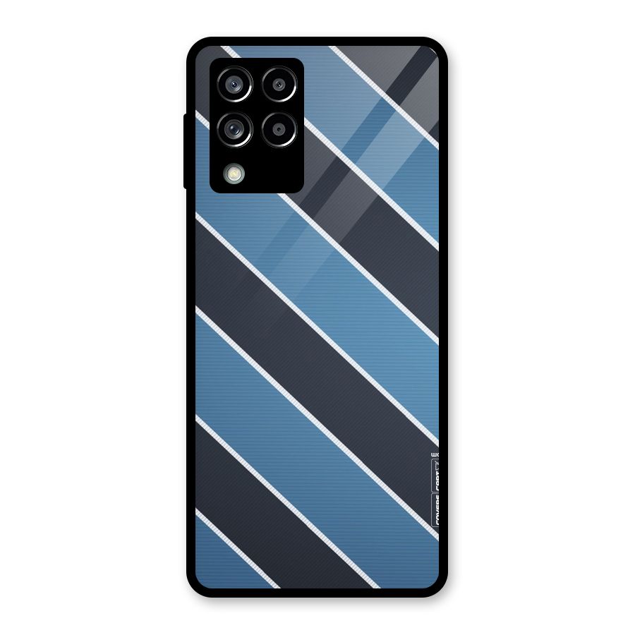 Blue Black Stripes Glass Back Case for Galaxy M53 5G