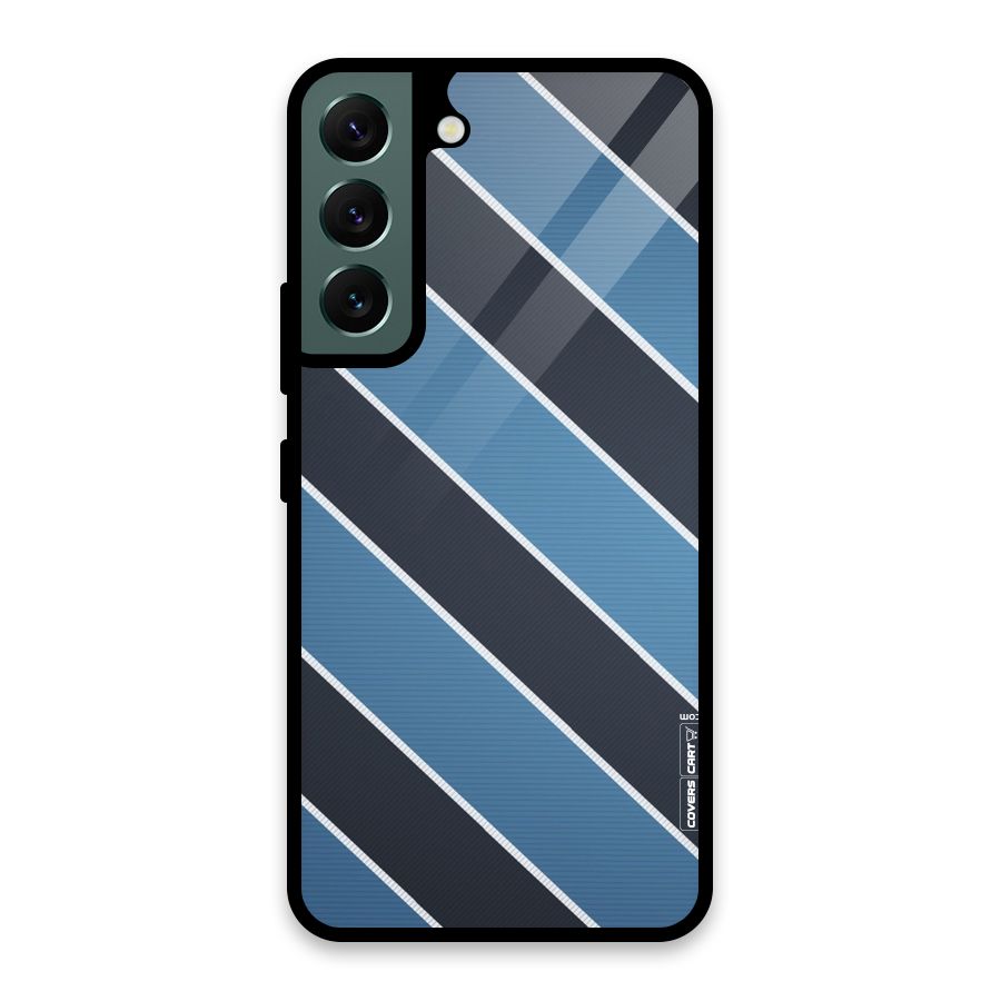 Blue Black Stripes Glass Back Case for Galaxy S22 5G