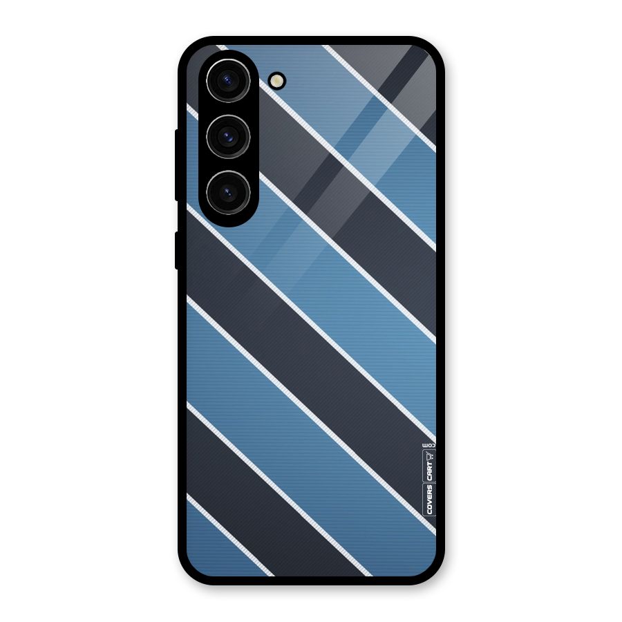 Blue Black Stripes Glass Back Case for Galaxy S23 Plus