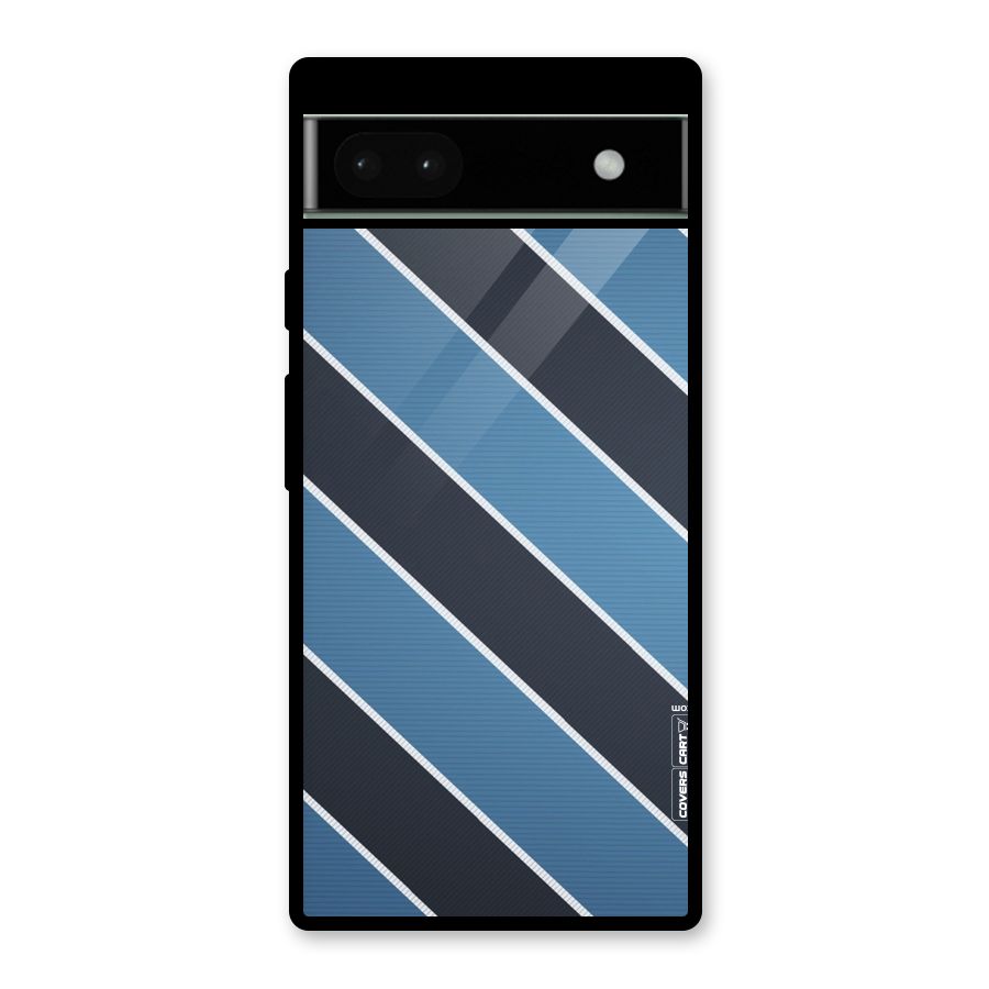 Blue Black Stripes Glass Back Case for Google Pixel 6a