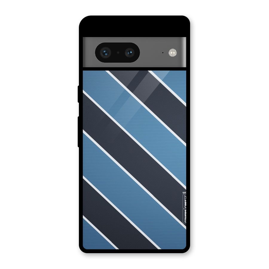 Blue Black Stripes Glass Back Case for Google Pixel 7