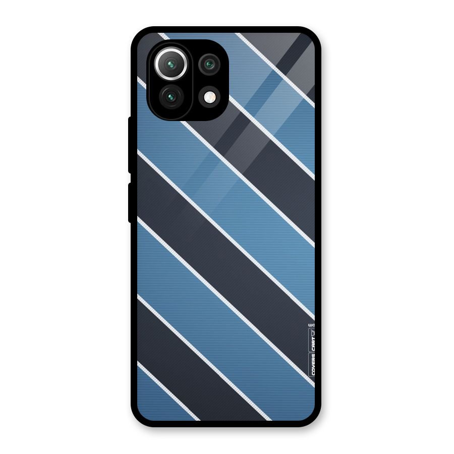 Blue Black Stripes Glass Back Case for Mi 11 Lite