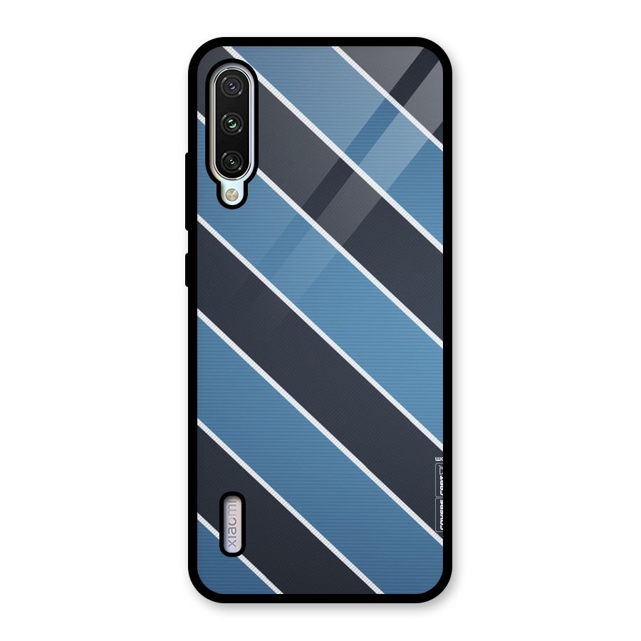 Blue Black Stripes Glass Back Case for Mi A3