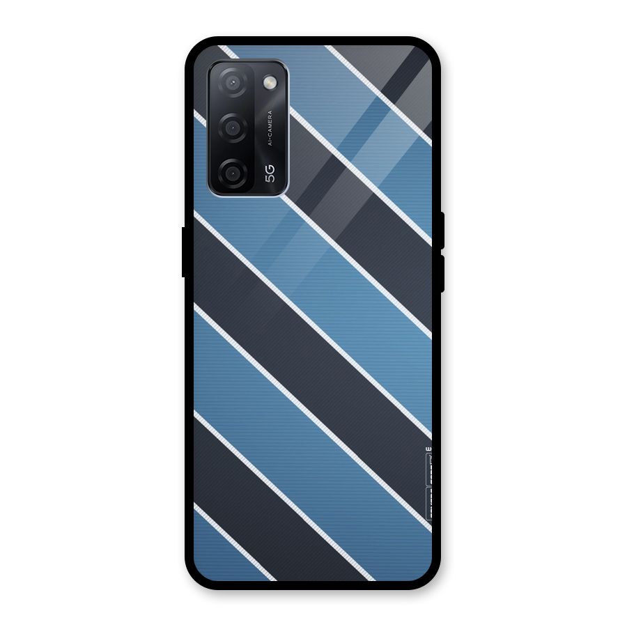 Blue Black Stripes Glass Back Case for Oppo A53s 5G