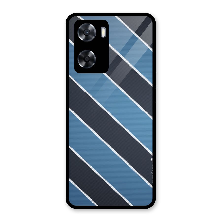 Blue Black Stripes Glass Back Case for Oppo A57 2022