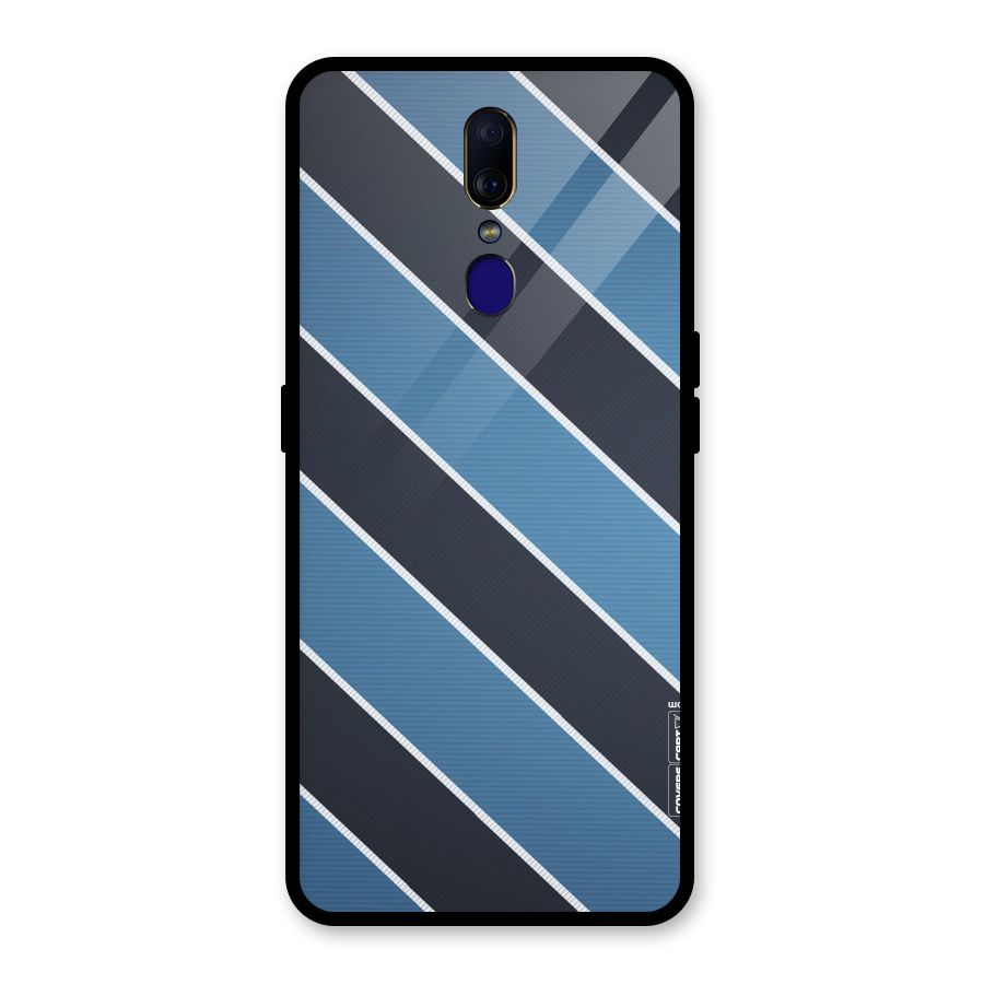 Blue Black Stripes Glass Back Case for Oppo F11