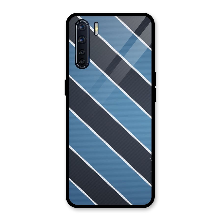 Blue Black Stripes Glass Back Case for Oppo F15