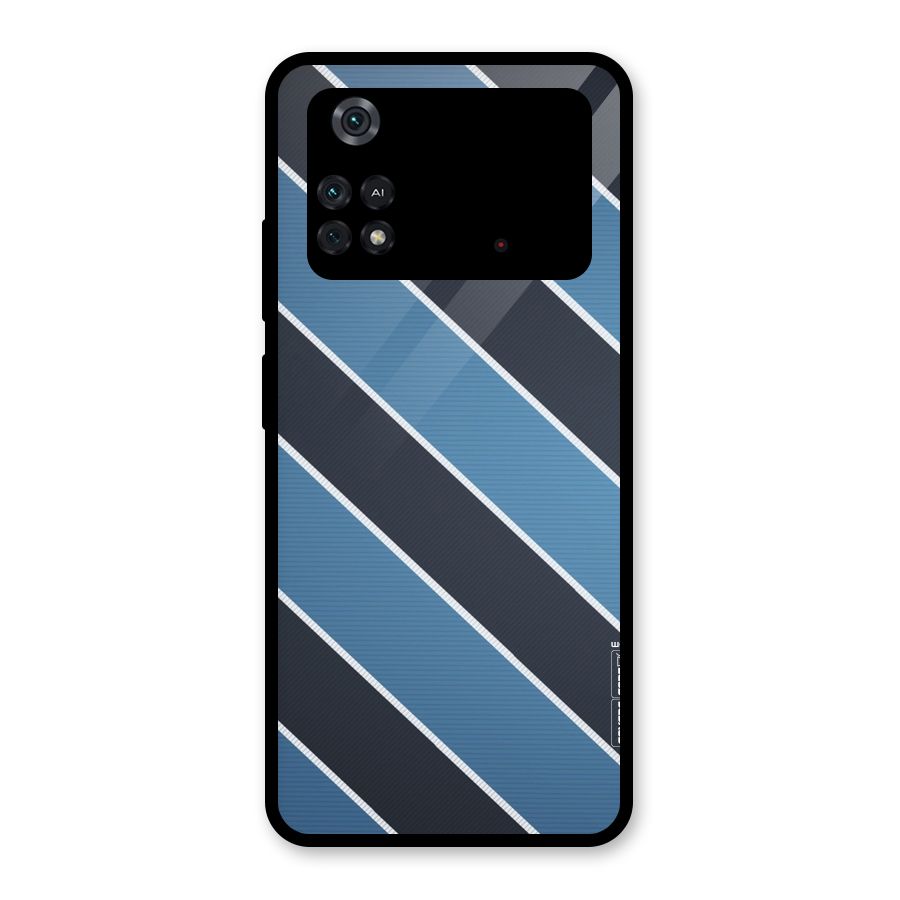 Blue Black Stripes Glass Back Case for Poco M4 Pro 4G
