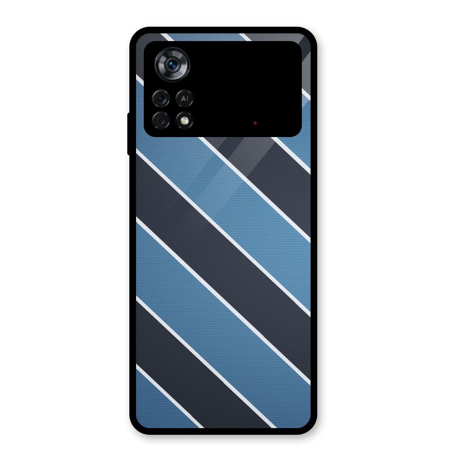Blue Black Stripes Glass Back Case for Poco X4 Pro 5G