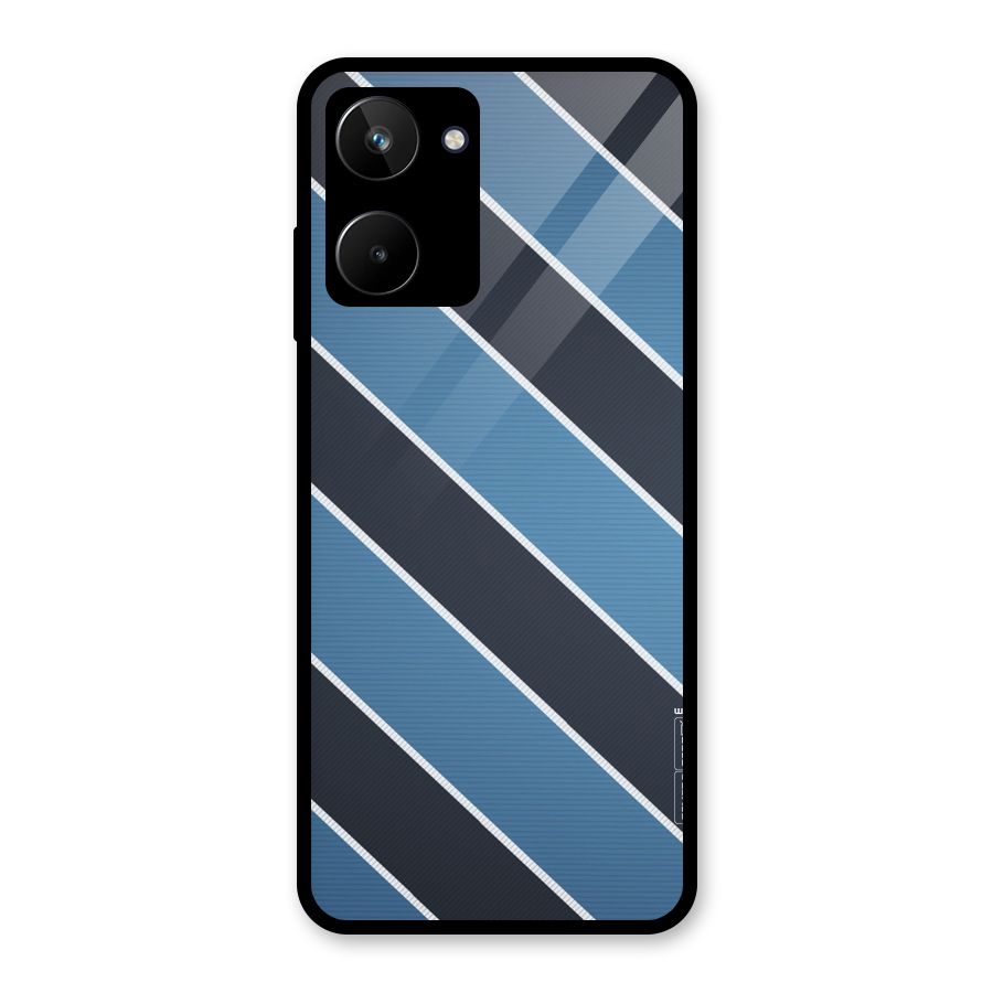 Blue Black Stripes Glass Back Case for Realme 10