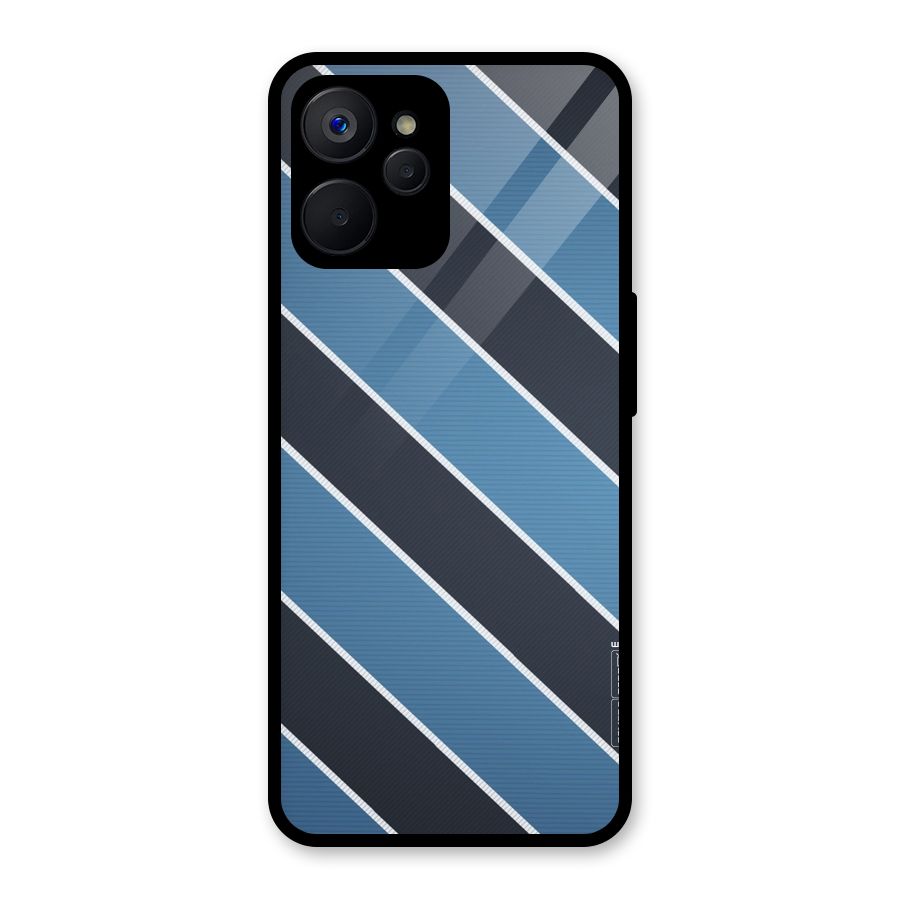 Blue Black Stripes Glass Back Case for Realme 9i 5G