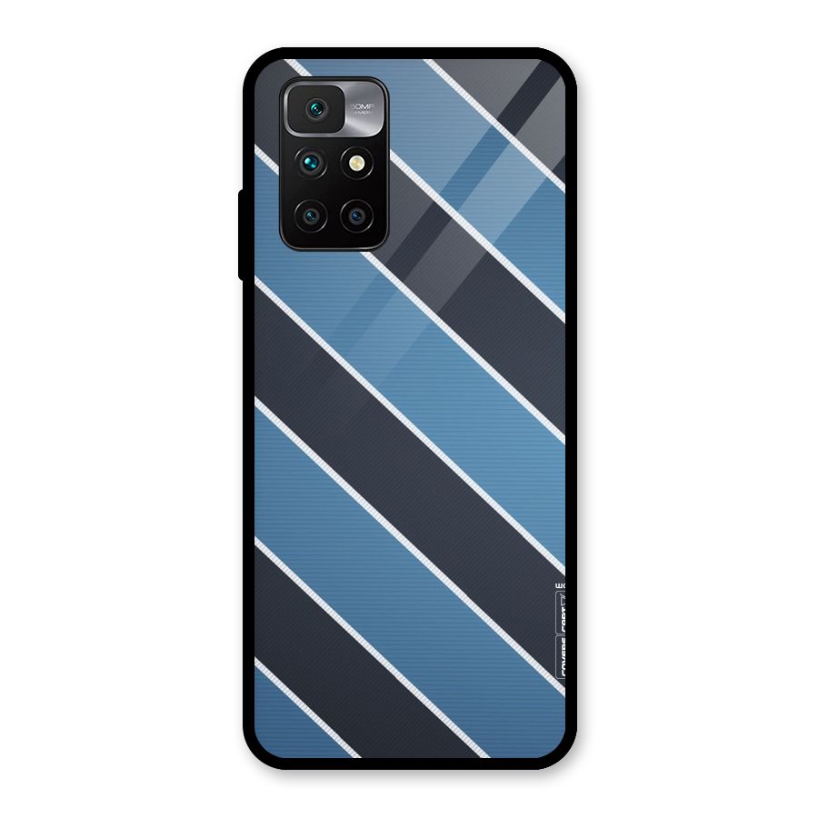 Blue Black Stripes Glass Back Case for Redmi 10 Prime