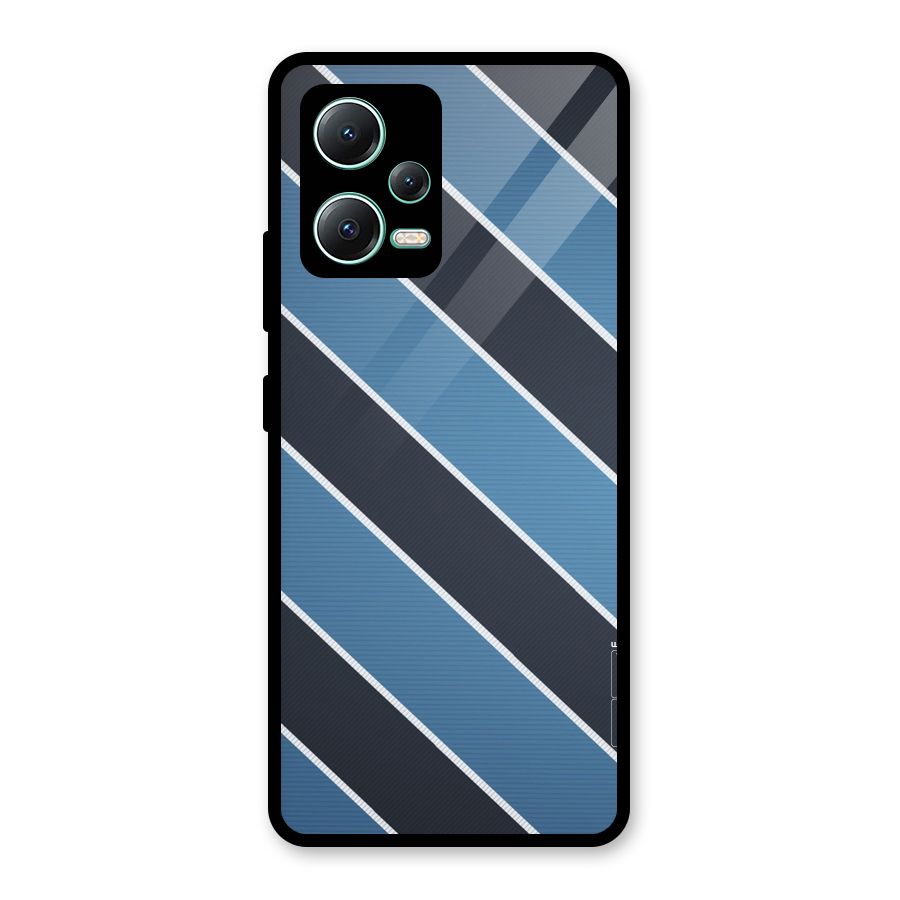 Blue Black Stripes Glass Back Case for Redmi Note 12 5G