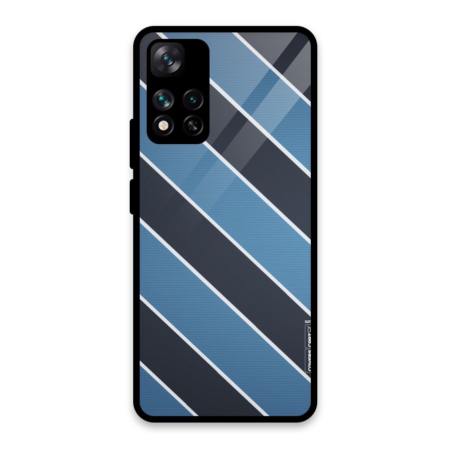 Blue Black Stripes Glass Back Case for Xiaomi 11i HyperCharge 5G